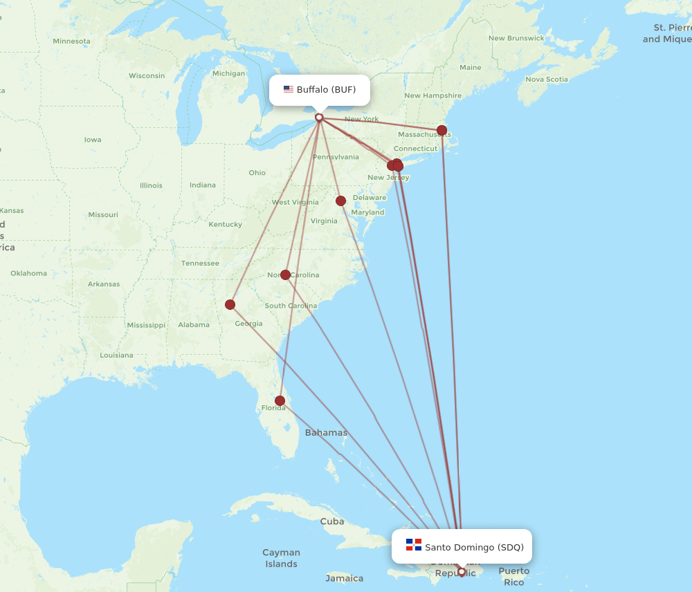 BUF-SDQ flight routes