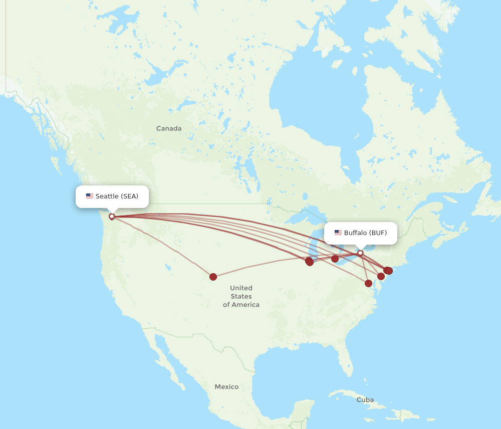 BUF-SEA flight routes