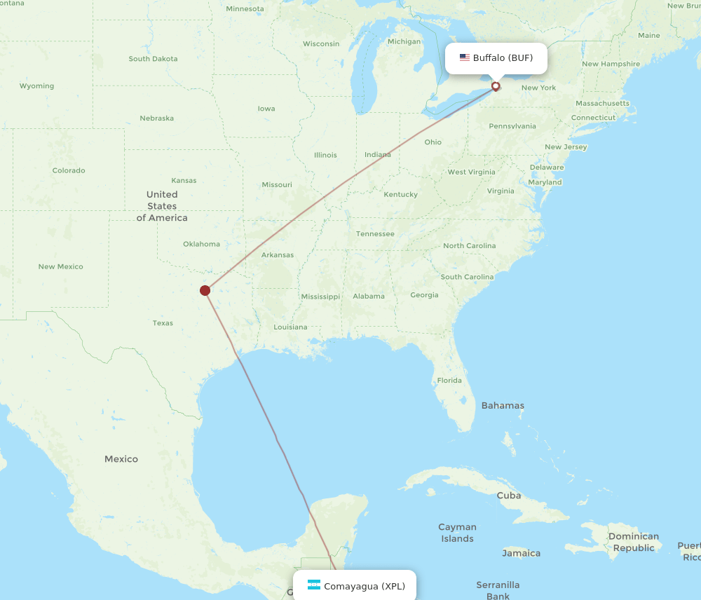 BUF to XPL flights and routes map