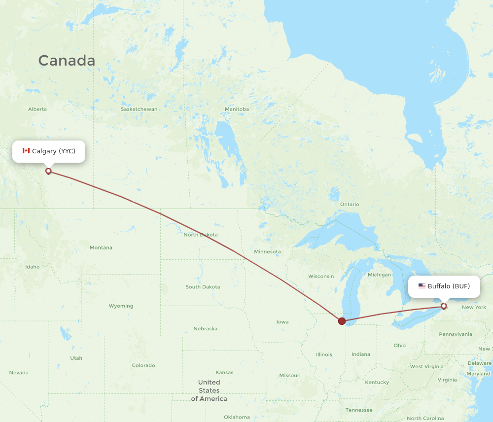 Calgary - Buffalo route map and flight paths