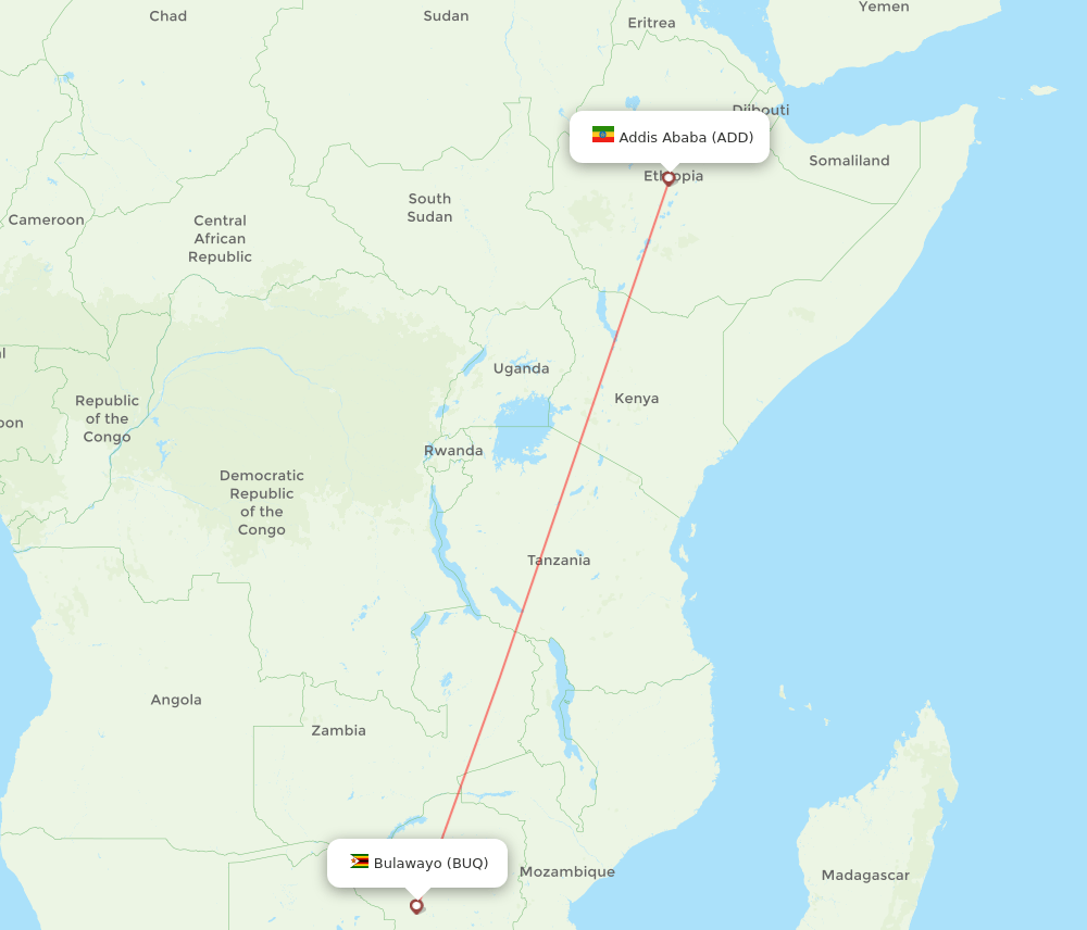 ADD to BUQ flights and routes map