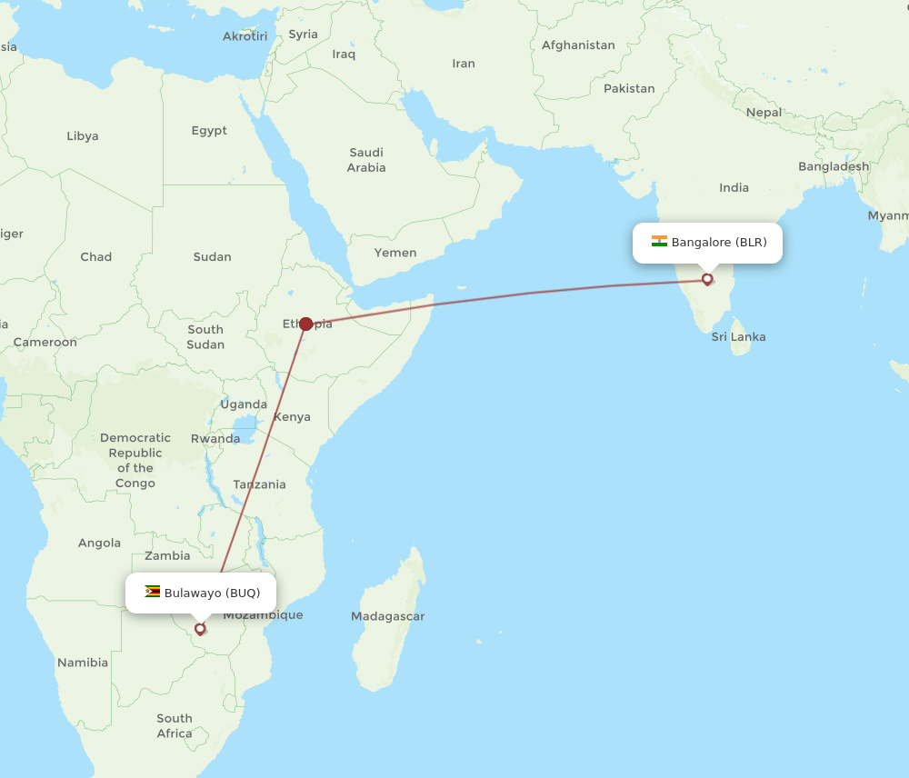 BUQ-BLR flight routes