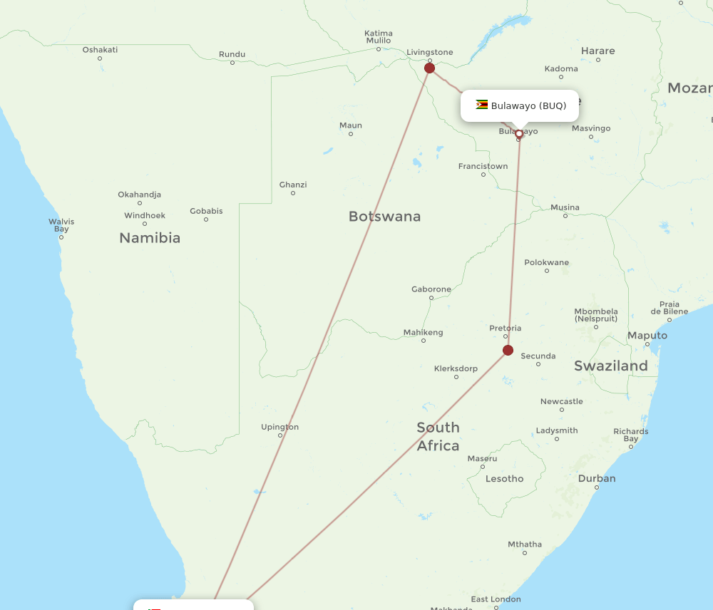 BUQ-CPT flight routes