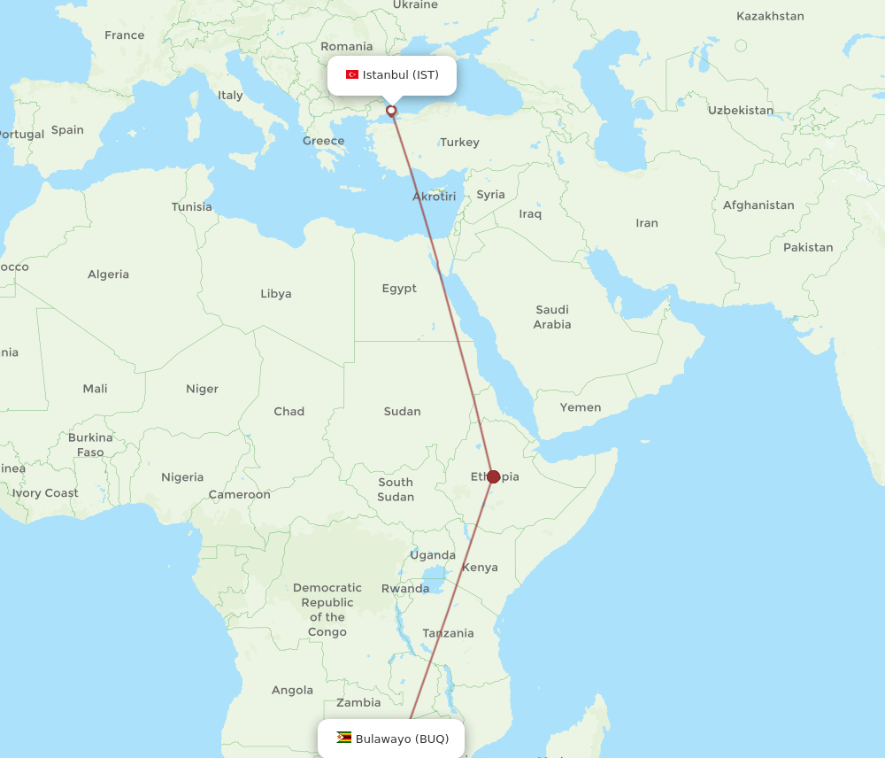 BUQ-IST flight routes