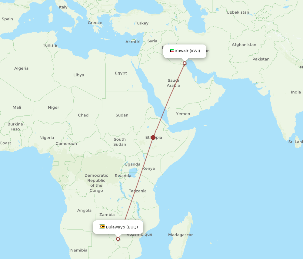 BUQ-KWI flight routes