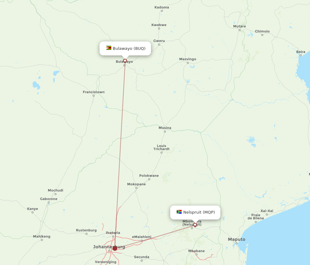 BUQ-MQP flight routes