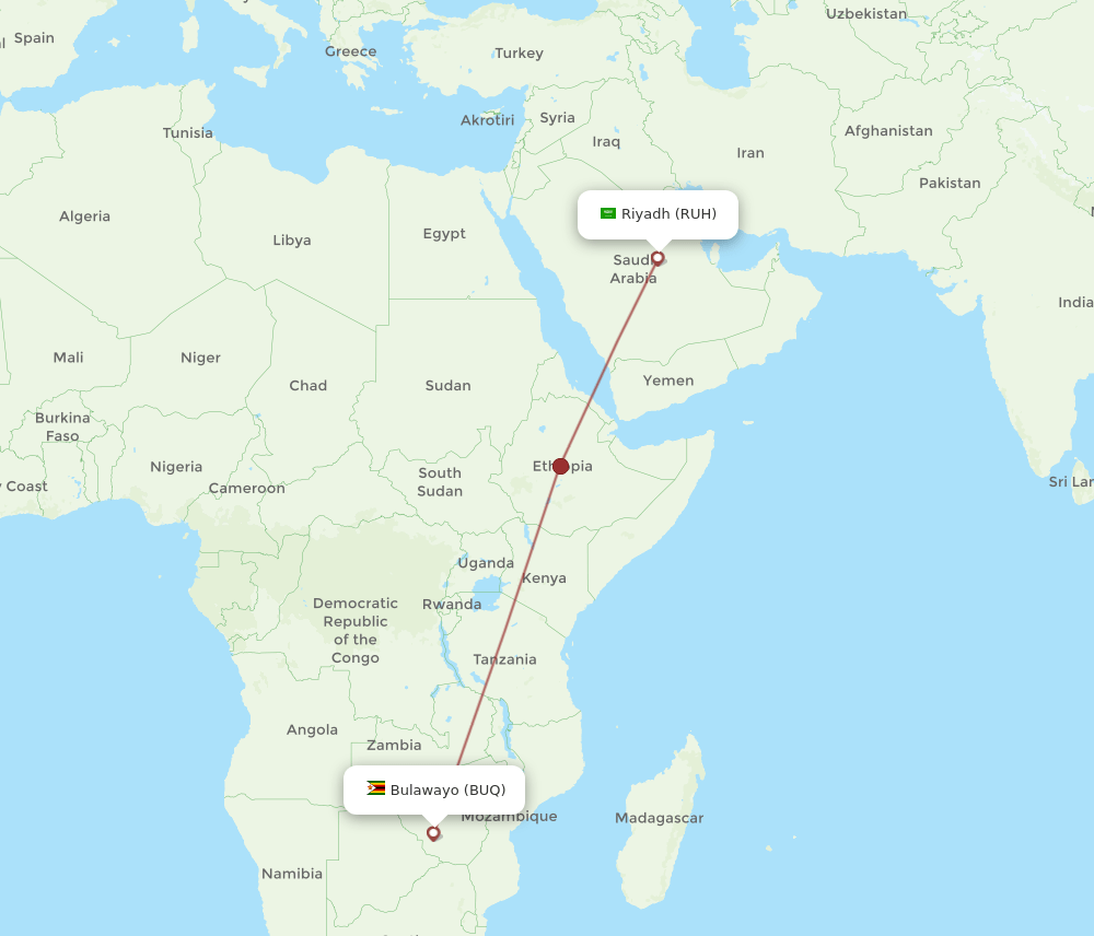 BUQ-RUH flight routes
