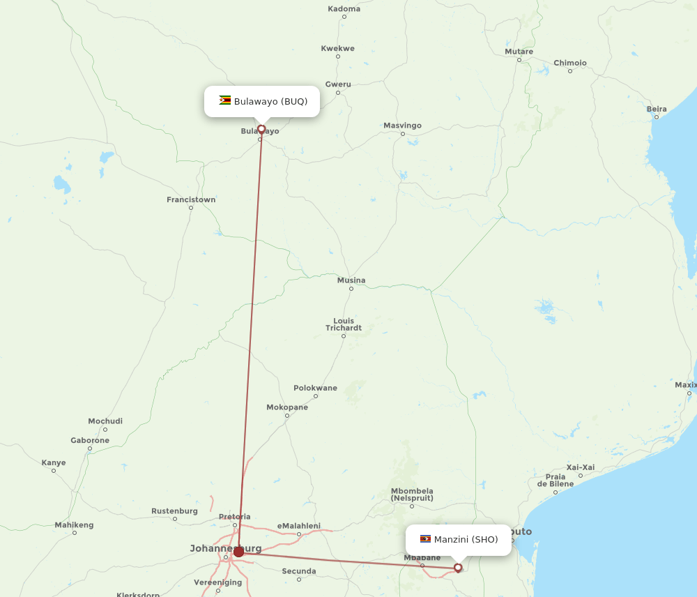 BUQ-SHO flight routes