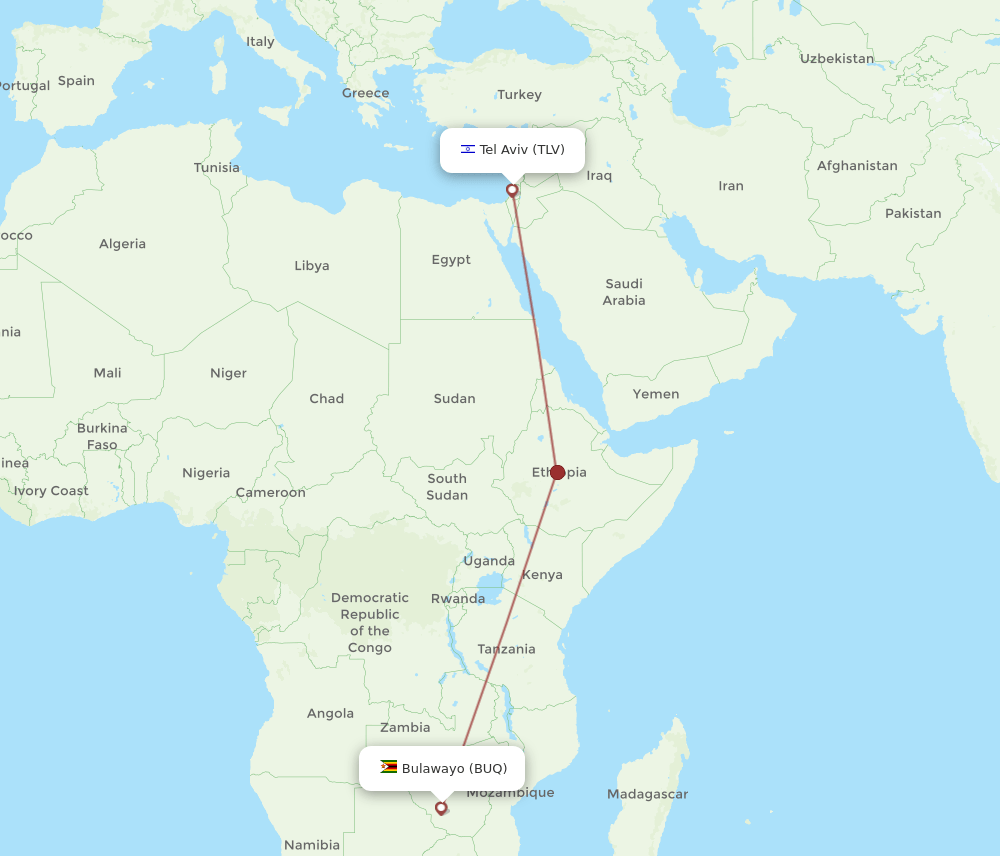 BUQ-TLV flight routes