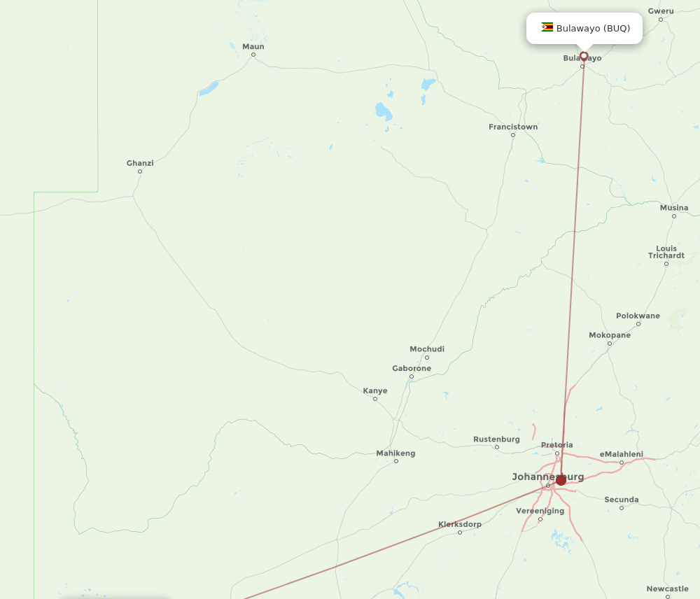 BUQ-UTN flight routes
