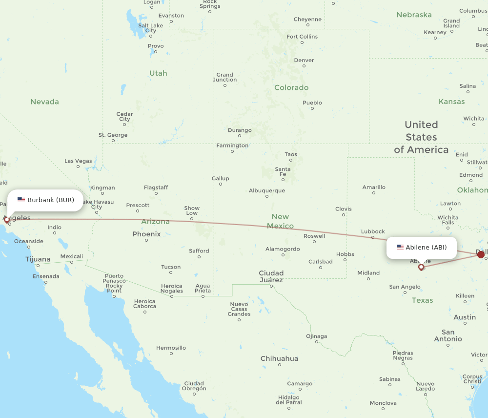 BUR-ABI flight routes