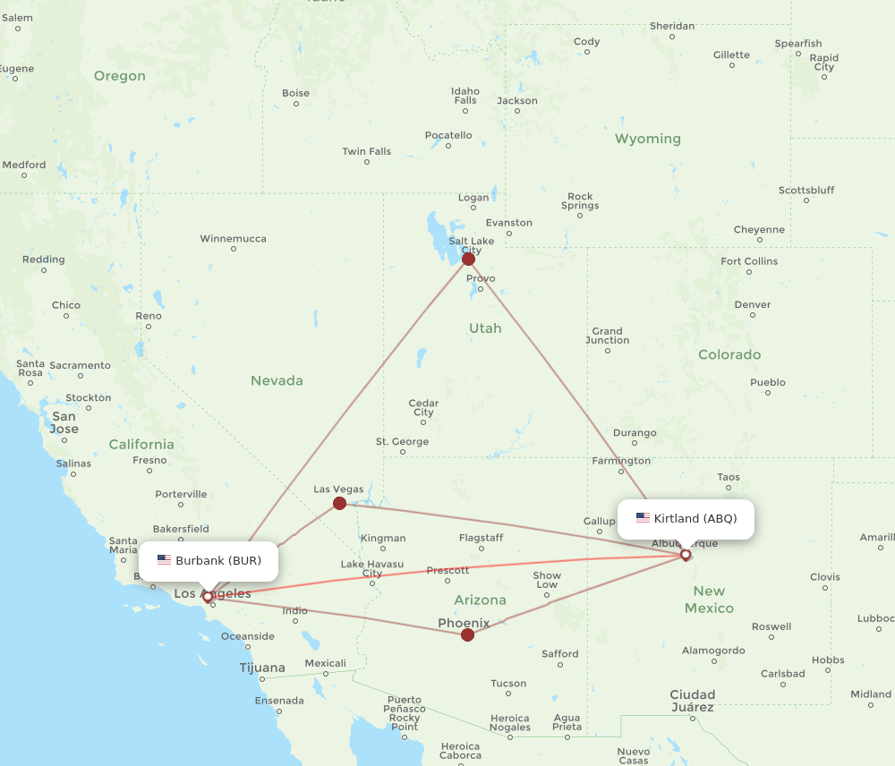 BUR-ABQ flight routes