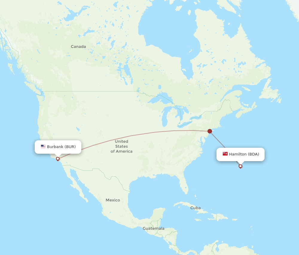 BUR to BDA flights and routes map