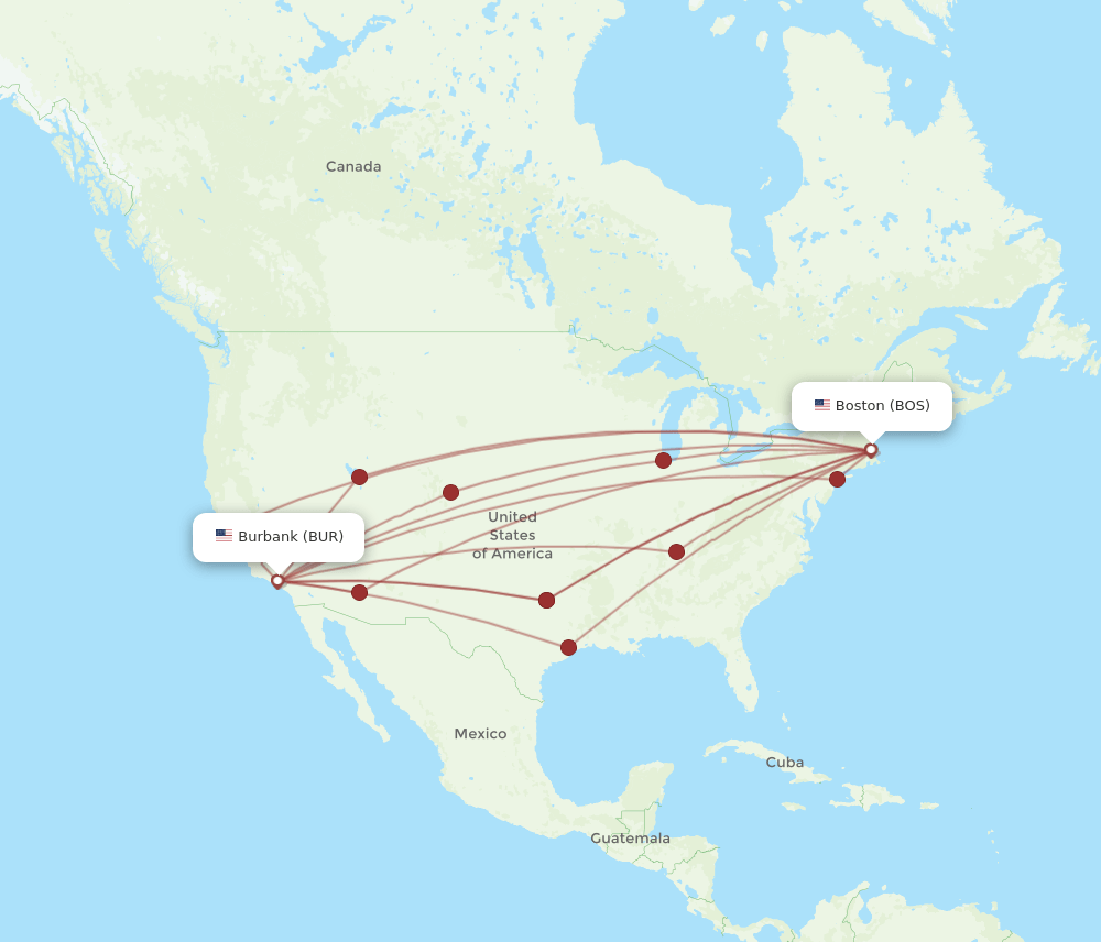 BUR-BOS flight routes