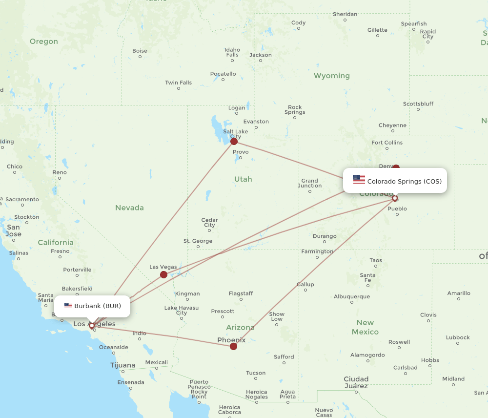 BUR-COS flight routes