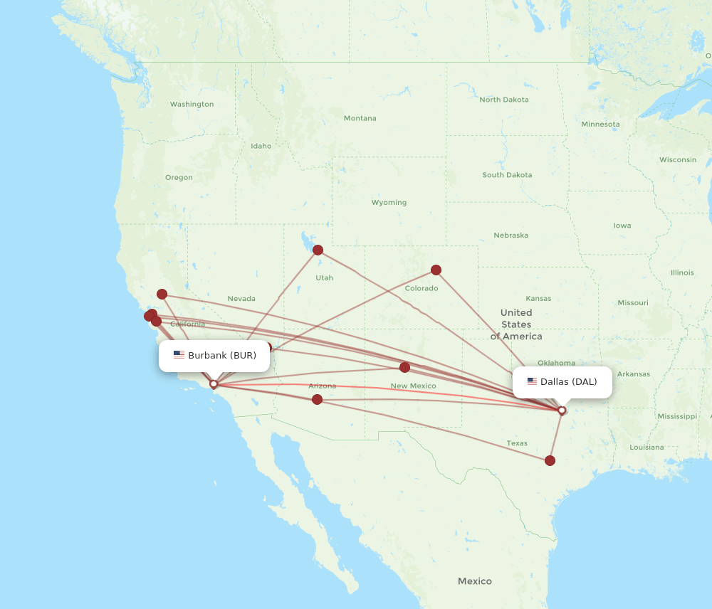 BUR-DAL flight routes