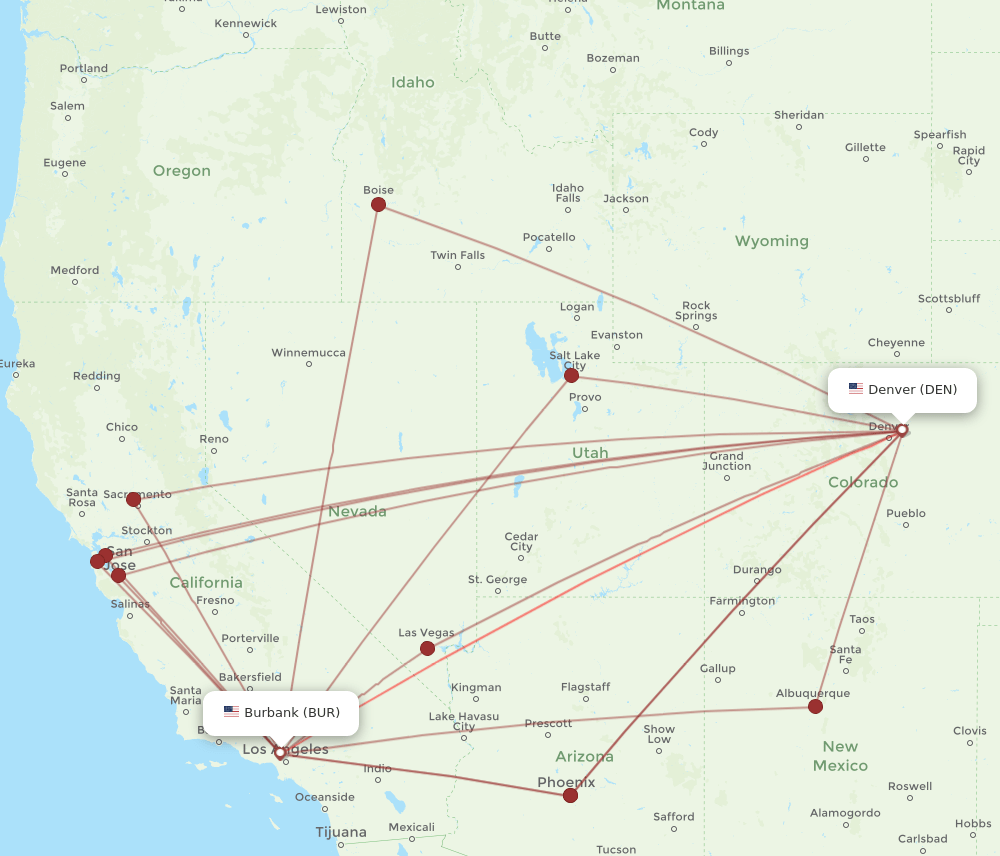 BUR-DEN flight routes