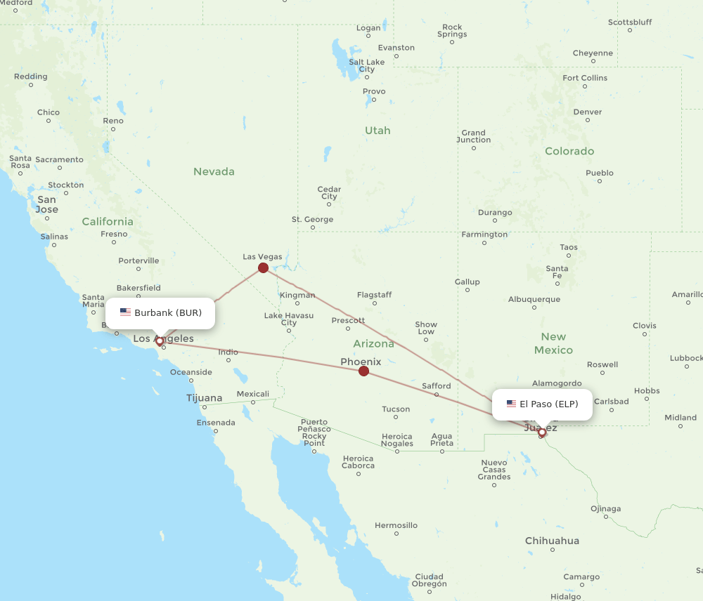 BUR-ELP flight routes