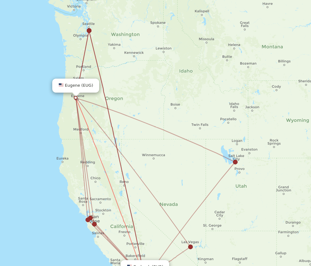 BUR-EUG flight routes