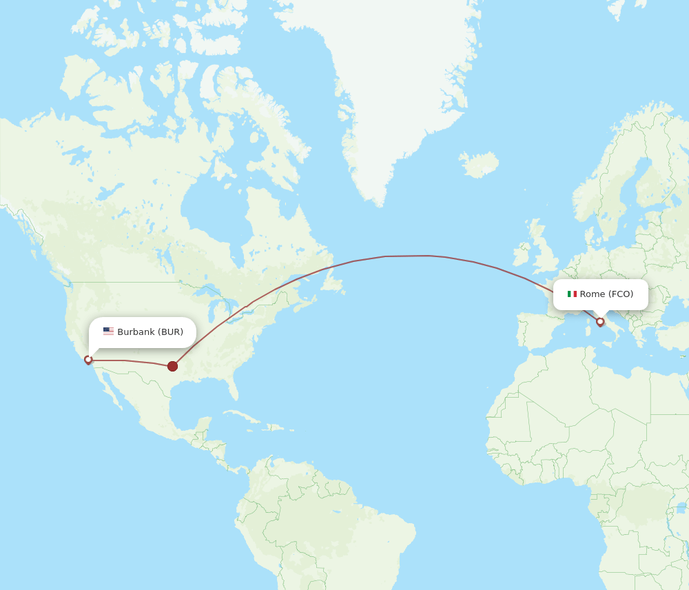 BUR-FCO flight routes