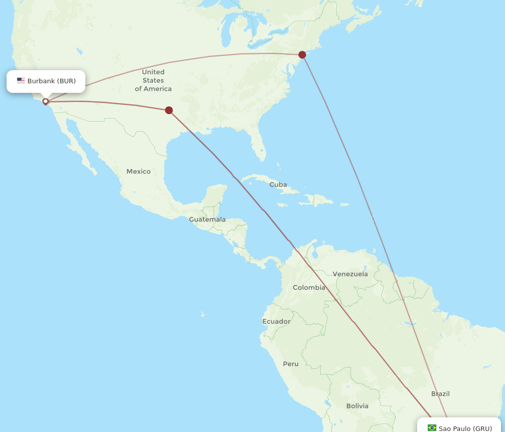BUR-GRU flight routes