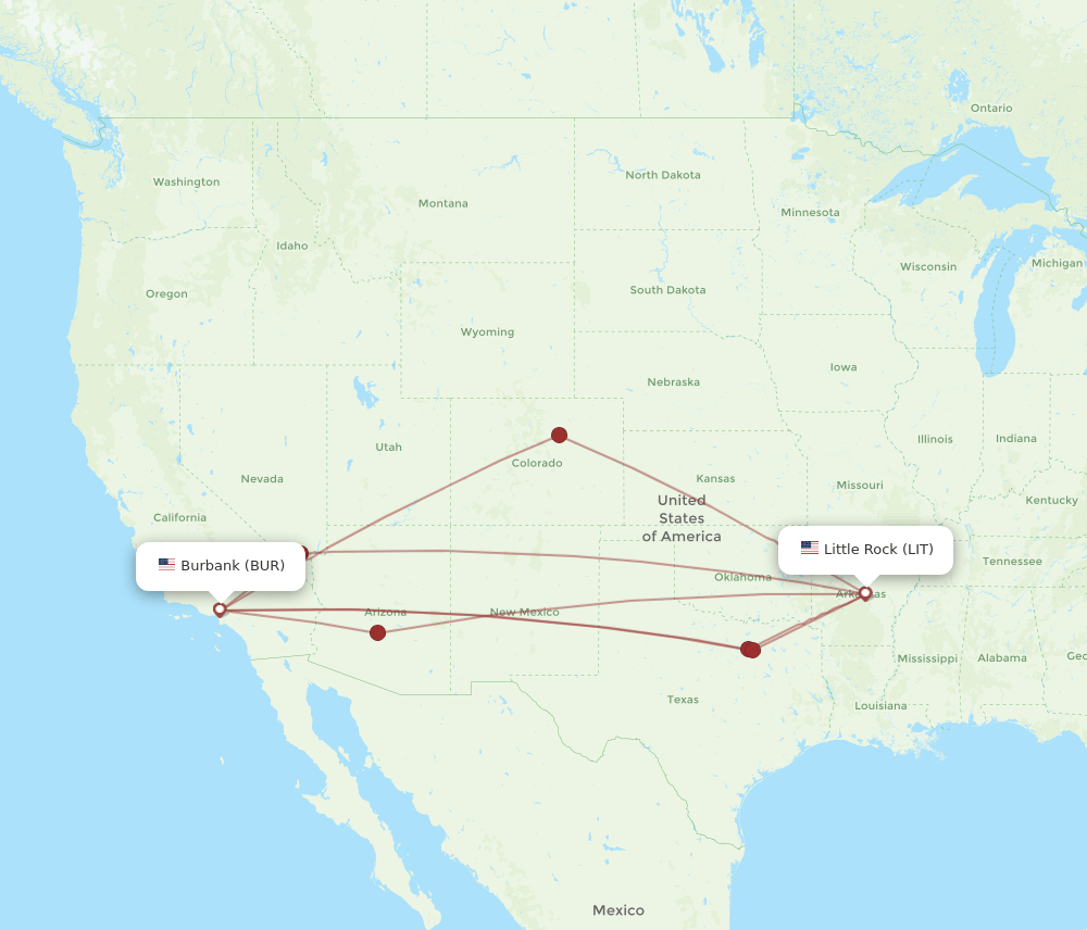 BUR-LIT flight routes