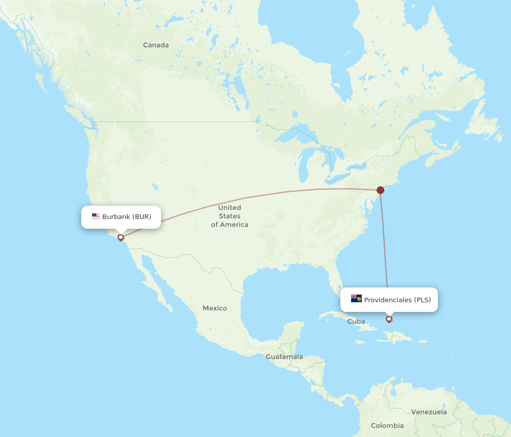 BUR-PLS flight routes