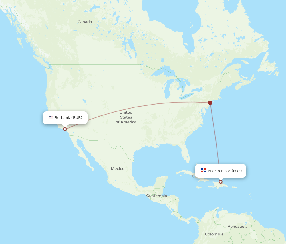 BUR-POP flight routes