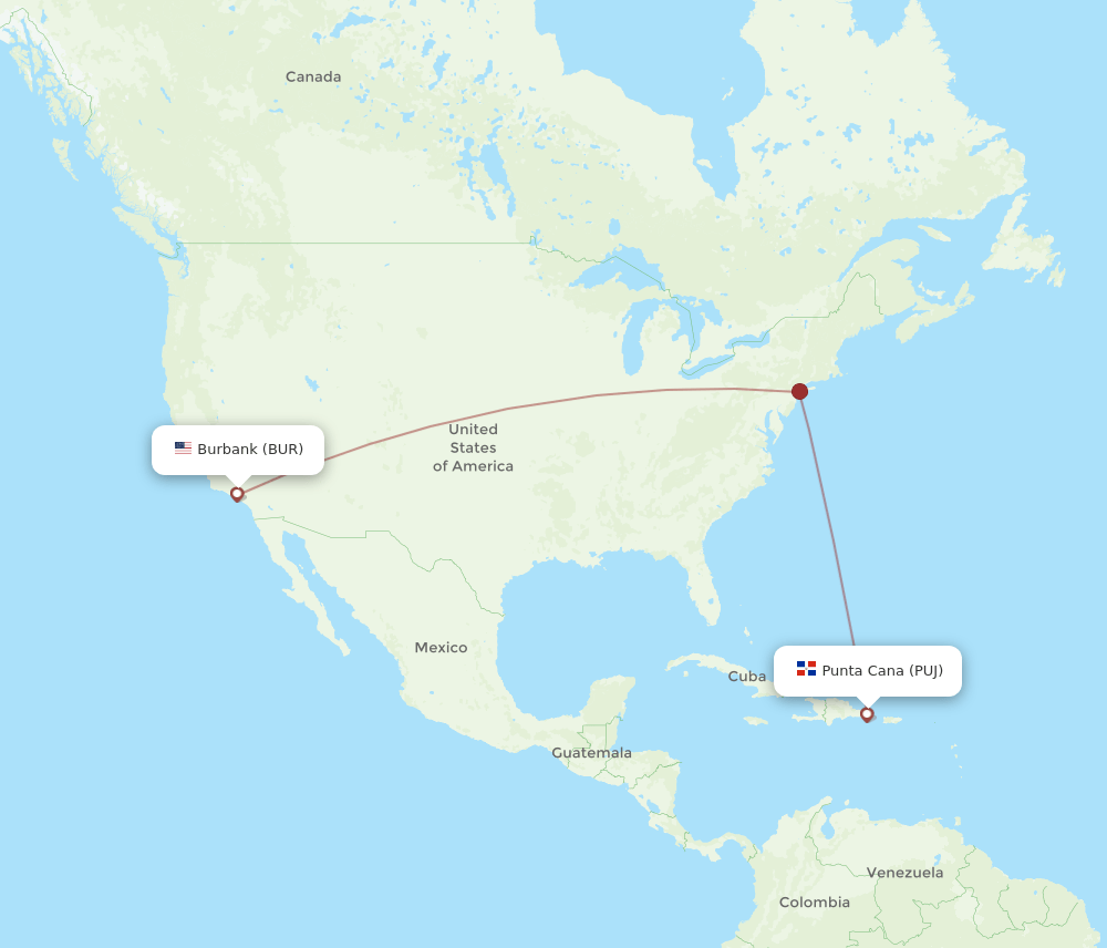 BUR-PUJ flight routes