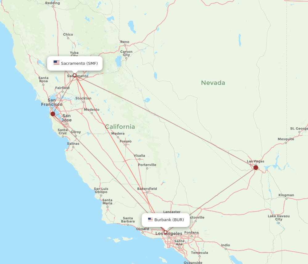 BUR-SMF flight routes