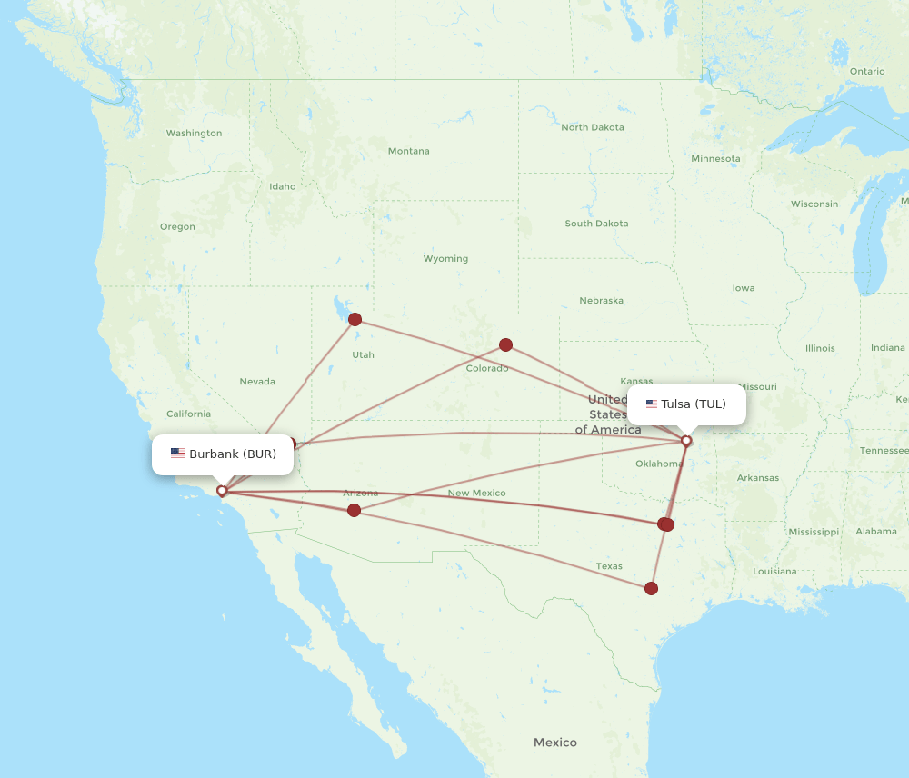 BUR-TUL flight routes