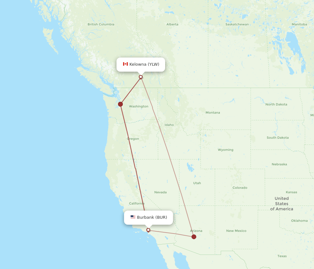 BUR-YLW flight routes