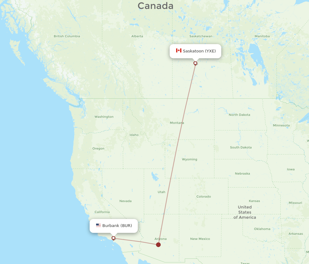 BUR-YXE flight routes