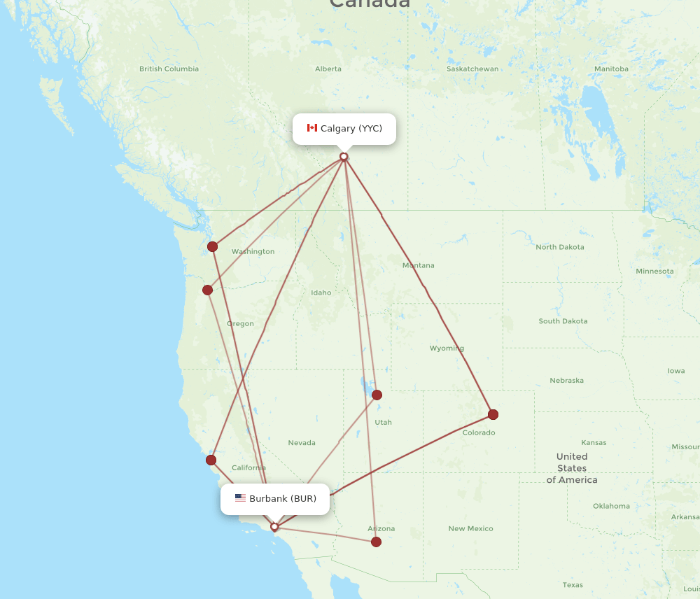BUR-YYC flight routes