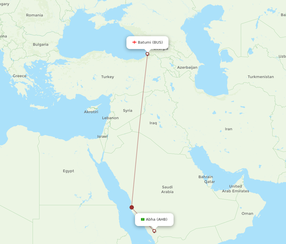 AHB to BUS flights and routes map