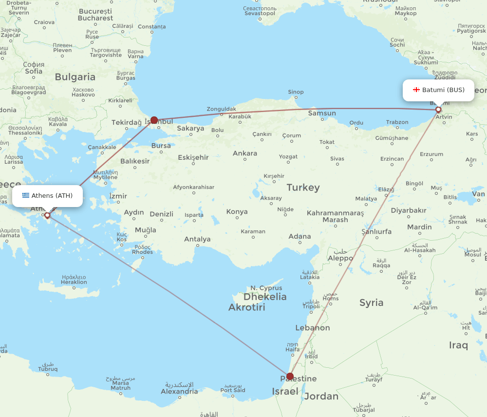 BUS-ATH flight routes