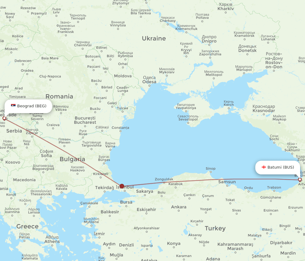 BUS-BEG flight routes