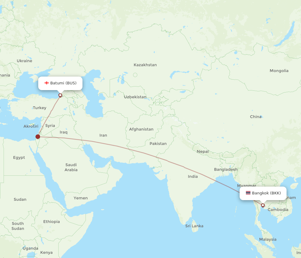 BUS-BKK flight routes