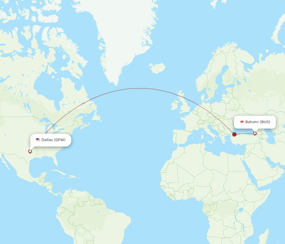 BUS-DFW flight routes