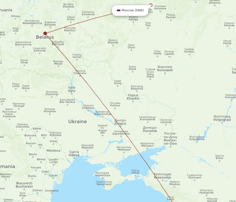 BUS to DME flights and routes map