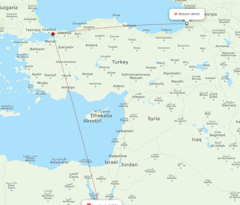 BUS-HRG flight routes