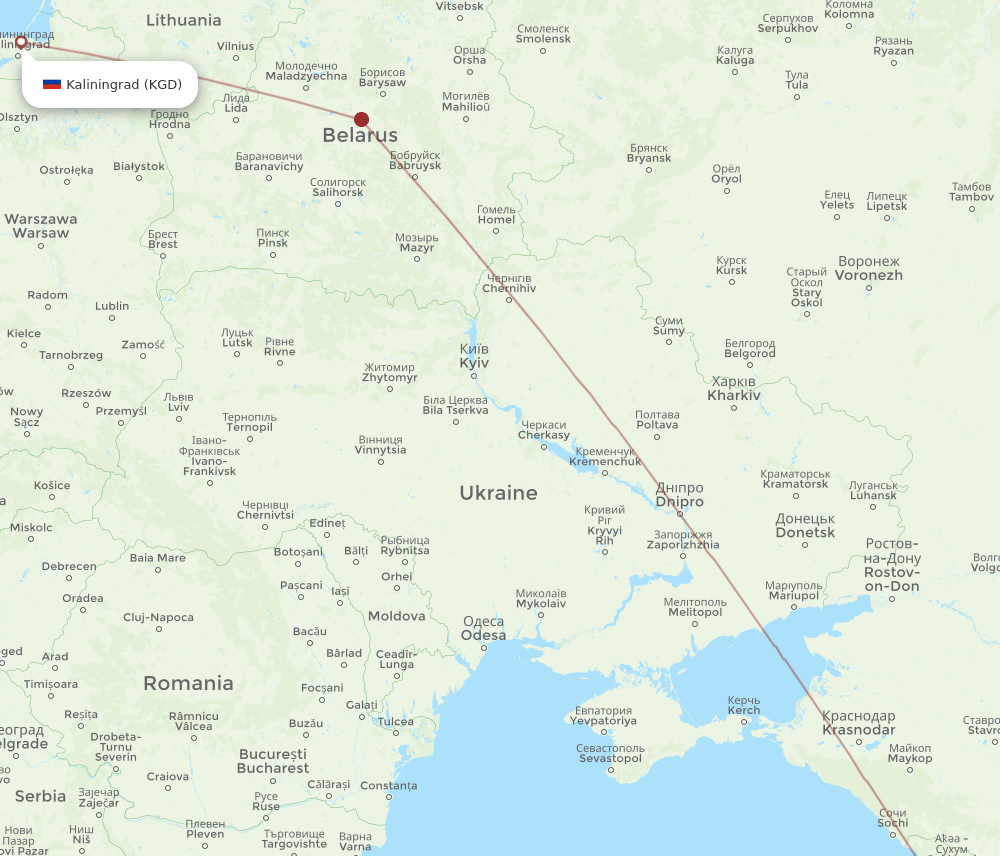 BUS-KGD flight routes