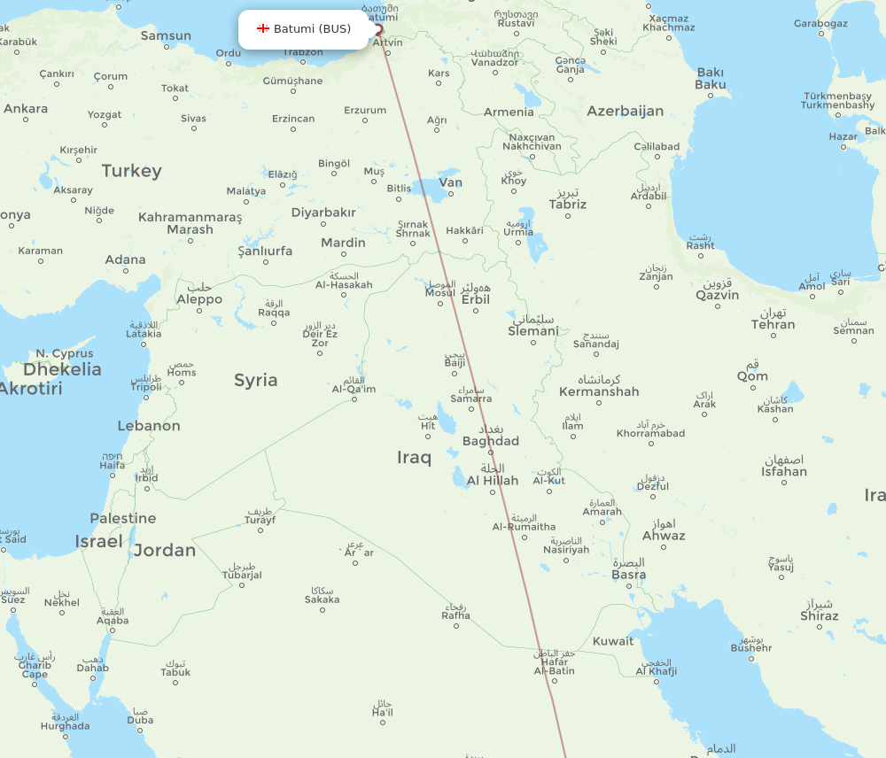 Madinah - Batumi route map and flight paths