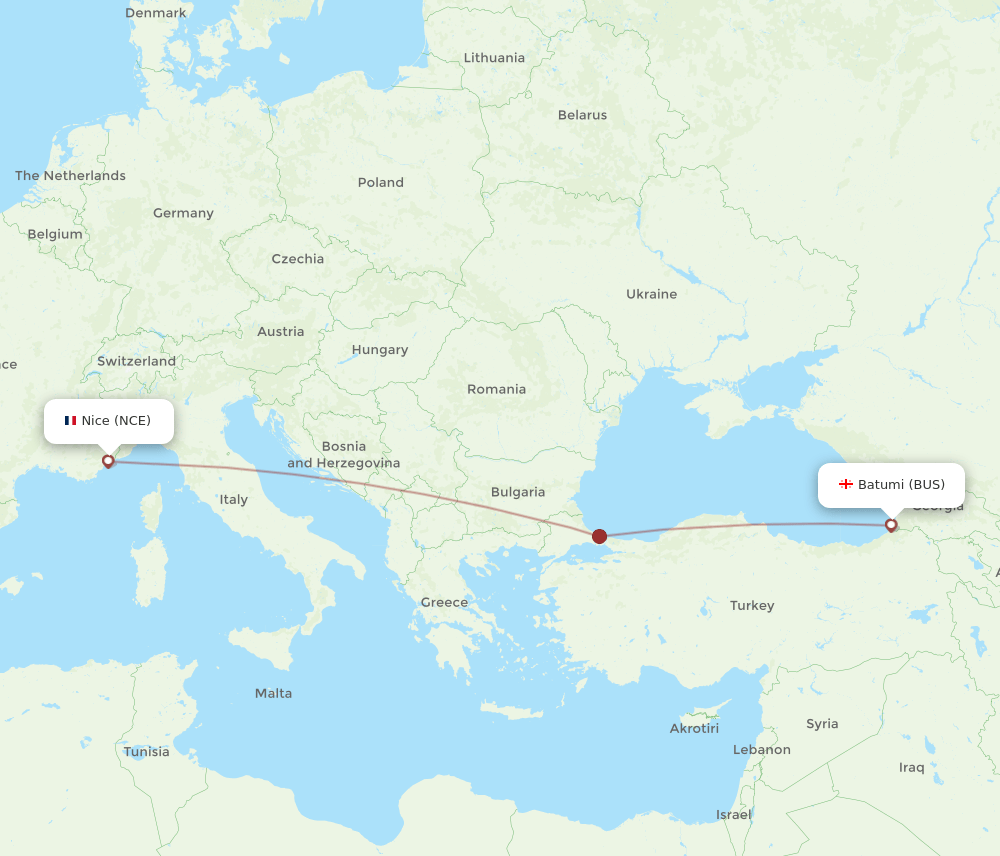 BUS to NCE flights and routes map