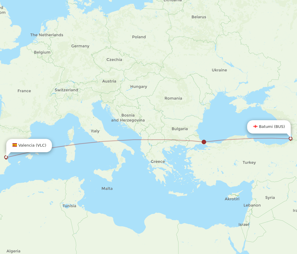 VLC to BUS flights and routes map