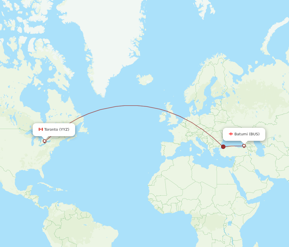 BUS to YYZ flights and routes map