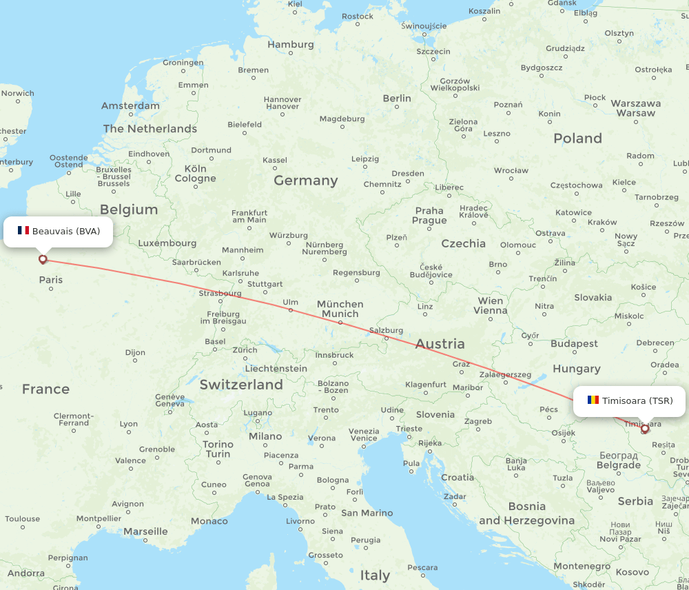 BVA to TSR flights and routes map