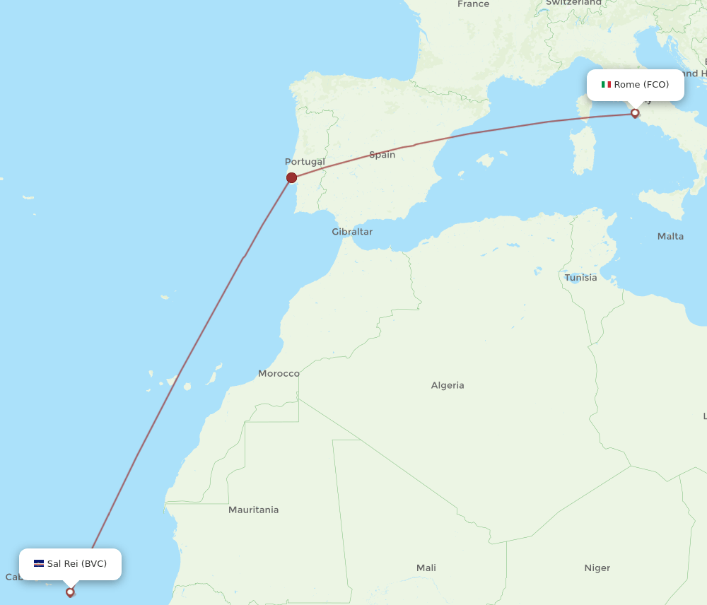 BVC-FCO flight routes