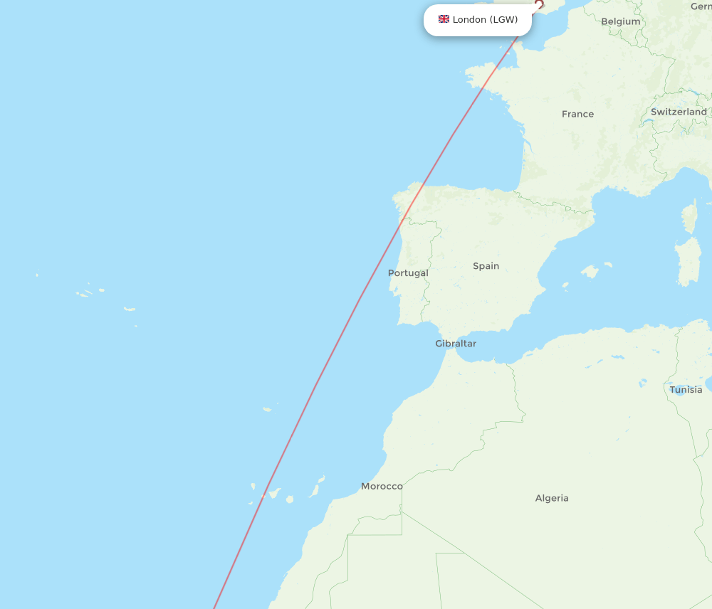 BVC to LGW flights and routes map
