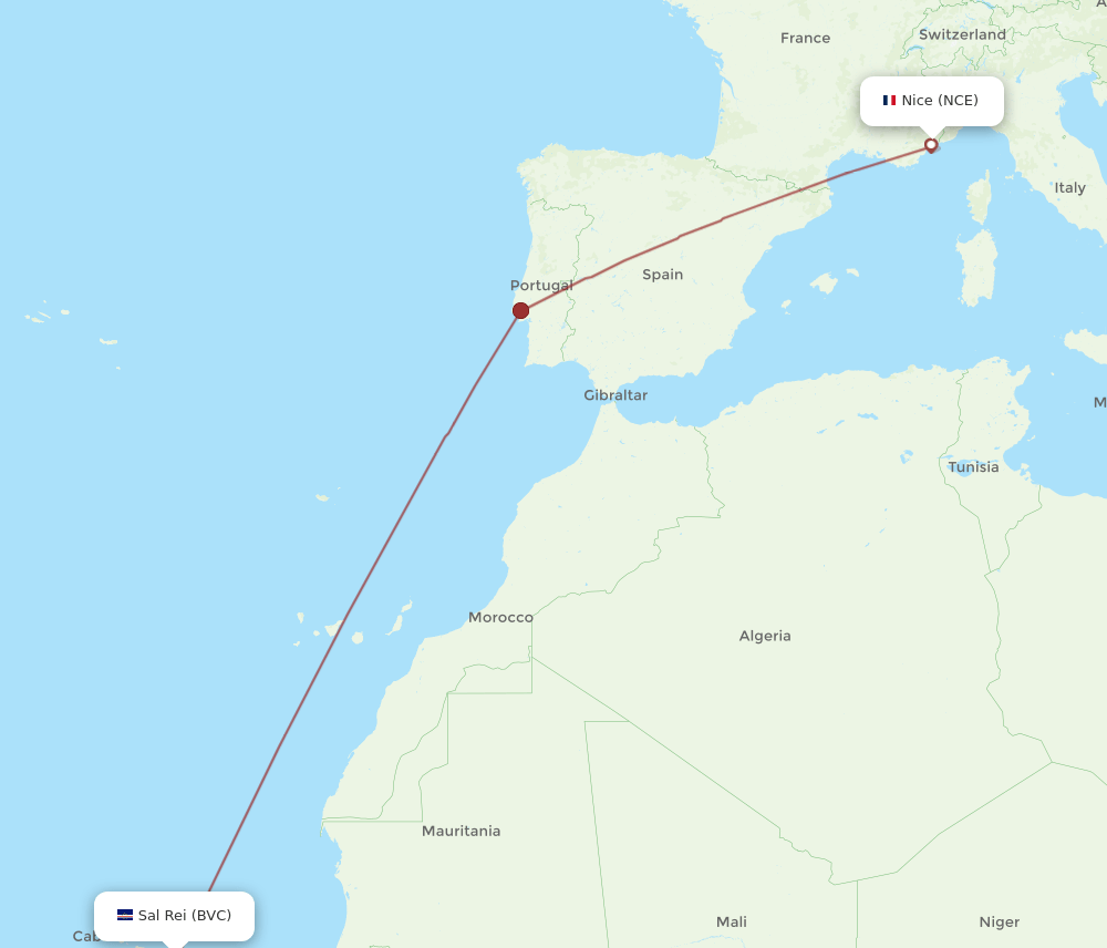 BVC-NCE flight routes